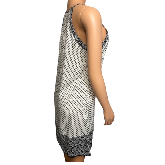 Skies are Blue Shift Dress Printed Halter Split-Neck cream black Border size M - Picture 12 of 15